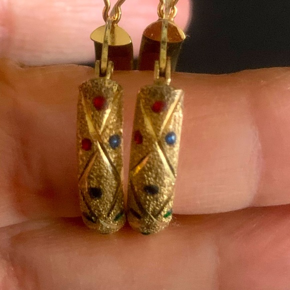 10kg. Pure gold. Hoops with rubies and Esmeralda - Picture 2 of 4